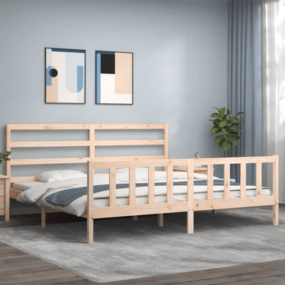 Bed Frame with Headboard 183x203 cm King Solid Wood