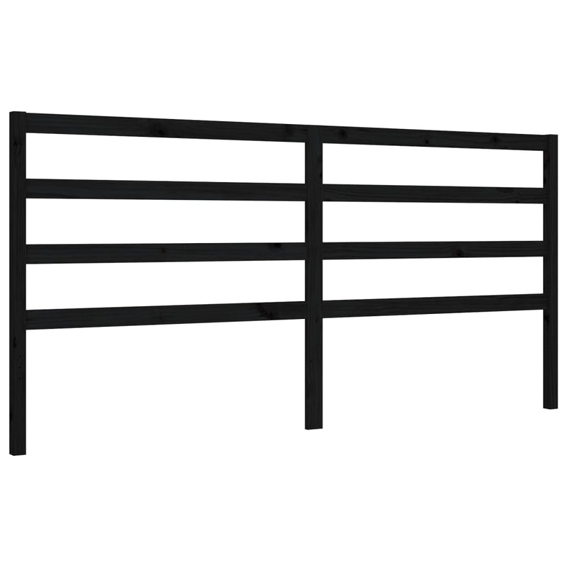 Bed Frame with Headboard Black 183x203 cm King Solid Wood