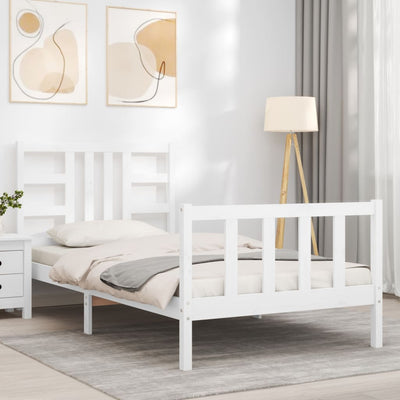 Bed Frame without Mattress White 90x190 cm Solid Wood Pine