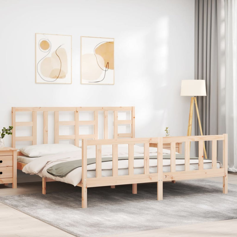 Bed Frame without Mattress 183x203 cm King Solid Wood Pine