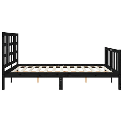 Bed Frame with Headboard Black 183x203 cm King Solid Wood