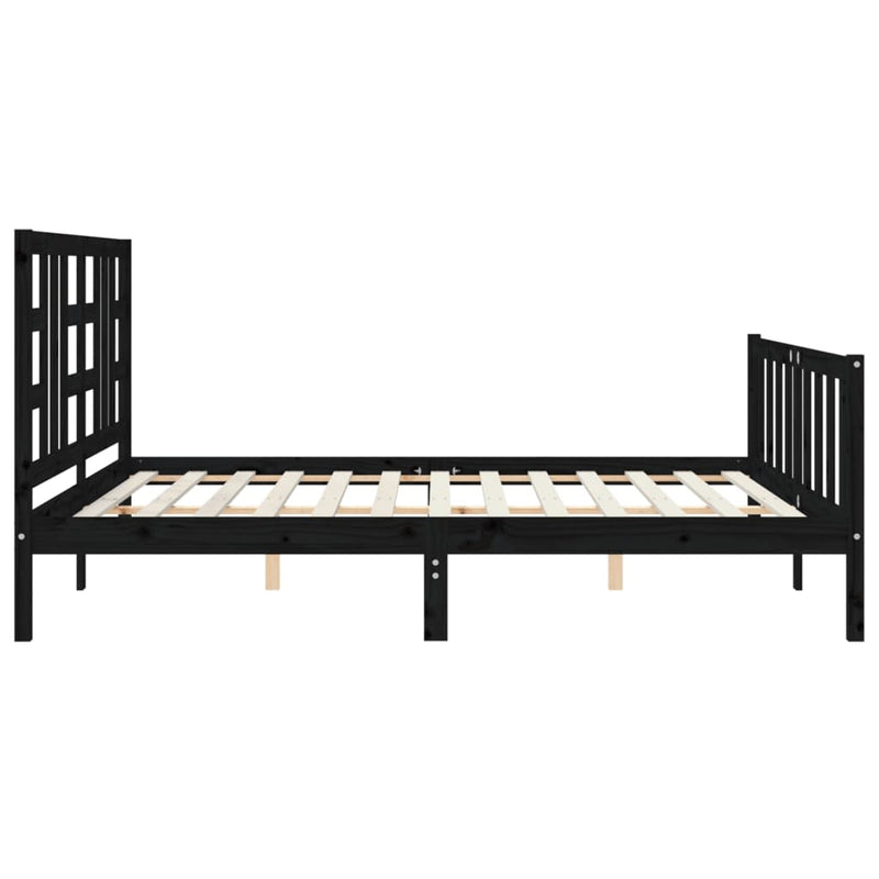 Bed Frame without Mattress Black 183x203 cm King Solid Wood Pine