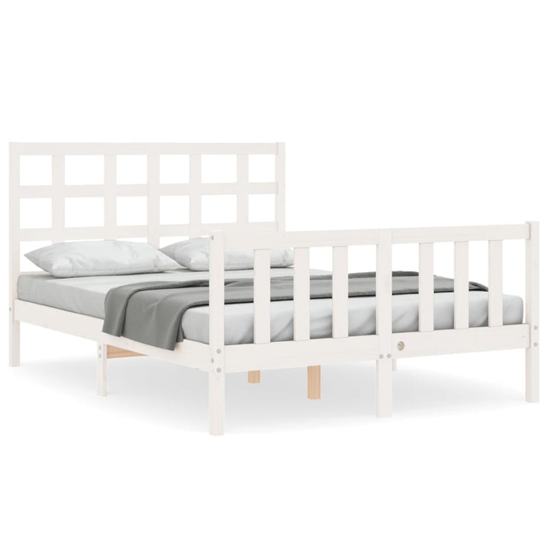 Bed Frame without Mattress White 135x190 cm Solid Wood Pine