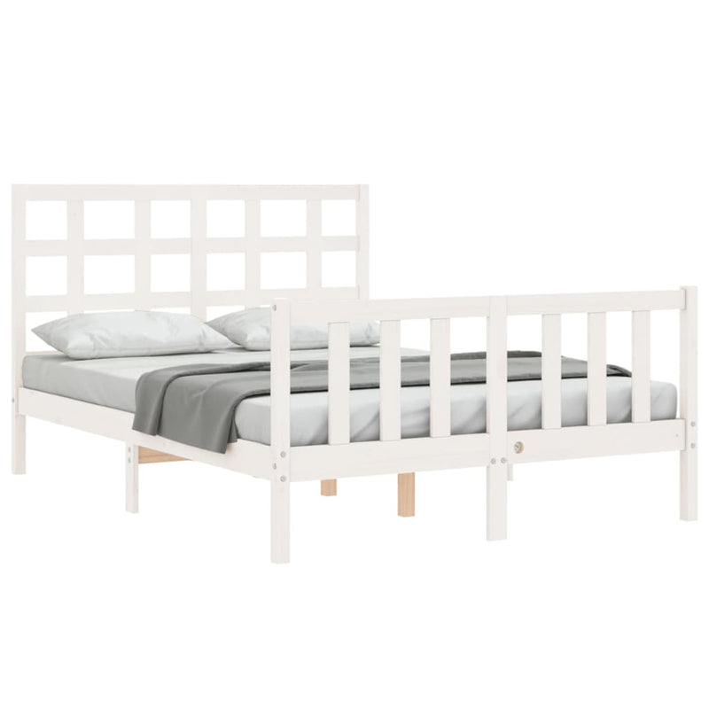 Bed Frame without Mattress White 135x190 cm Solid Wood Pine