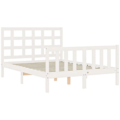 Bed Frame without Mattress White 135x190 cm Solid Wood Pine