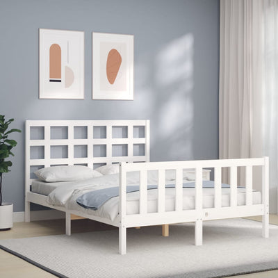 Bed Frame without Mattress White 135x190 cm Solid Wood Pine