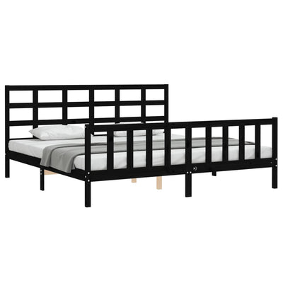 Bed Frame without Mattress Black 183x203 cm King Solid Wood Pine