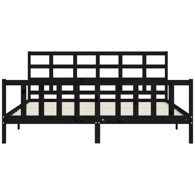 Bed Frame without Mattress Black 183x203 cm King Solid Wood Pine