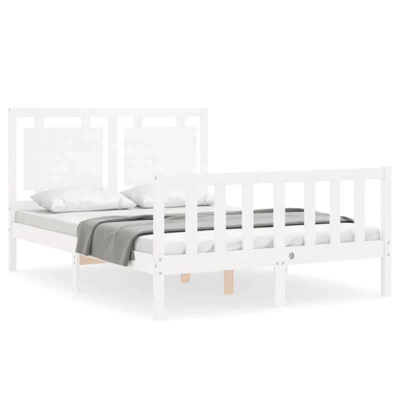 Bed Frame with Headboard White 137x187 cm Double Solid Wood