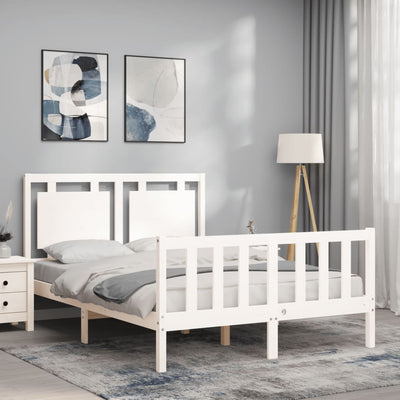 Bed Frame without Mattress White 135x190 cm Solid Wood Pine