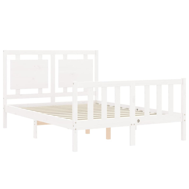 Bed Frame with Headboard White 137x187 cm Double Solid Wood