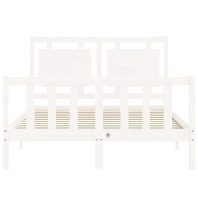 Bed Frame with Headboard White 137x187 cm Double Solid Wood