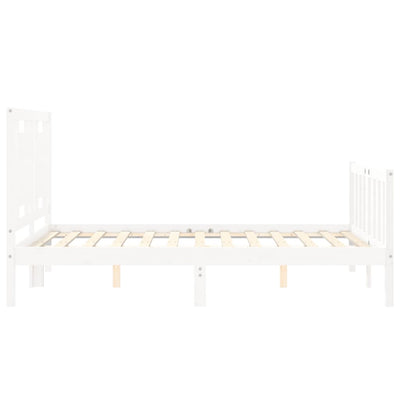 Bed Frame with Headboard White 137x187 cm Double Solid Wood