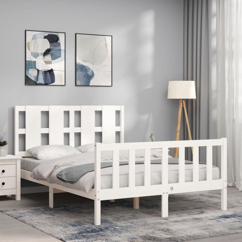 Bed Frame without Mattress White 135x190 cm Solid Wood Pine