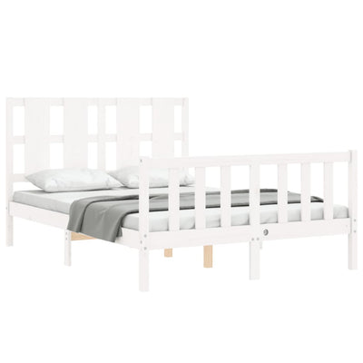 Bed Frame without Mattress White 135x190 cm Solid Wood Pine