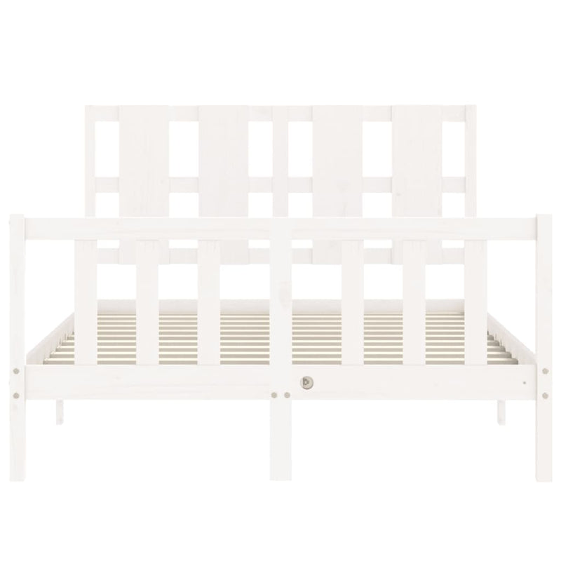 Bed Frame without Mattress White 135x190 cm Solid Wood Pine