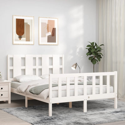 Bed Frame without Mattress White 135x190 cm Solid Wood Pine