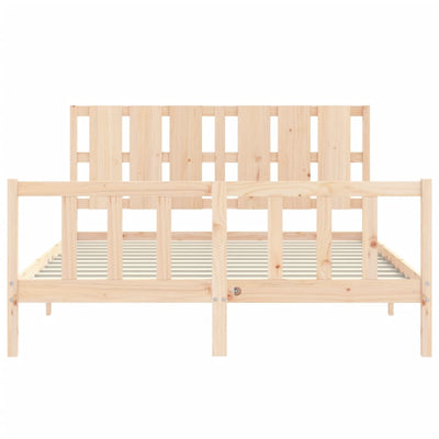 Bed Frame with Headboard 153x203 cm Queen Solid Wood