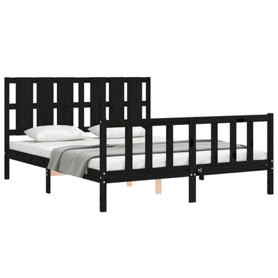 Bed Frame without Mattress Black 150x200 cm Solid Wood Pine