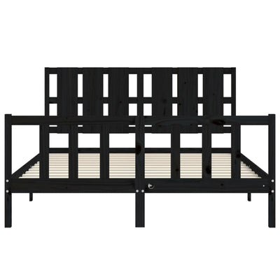 Bed Frame without Mattress Black 150x200 cm Solid Wood Pine