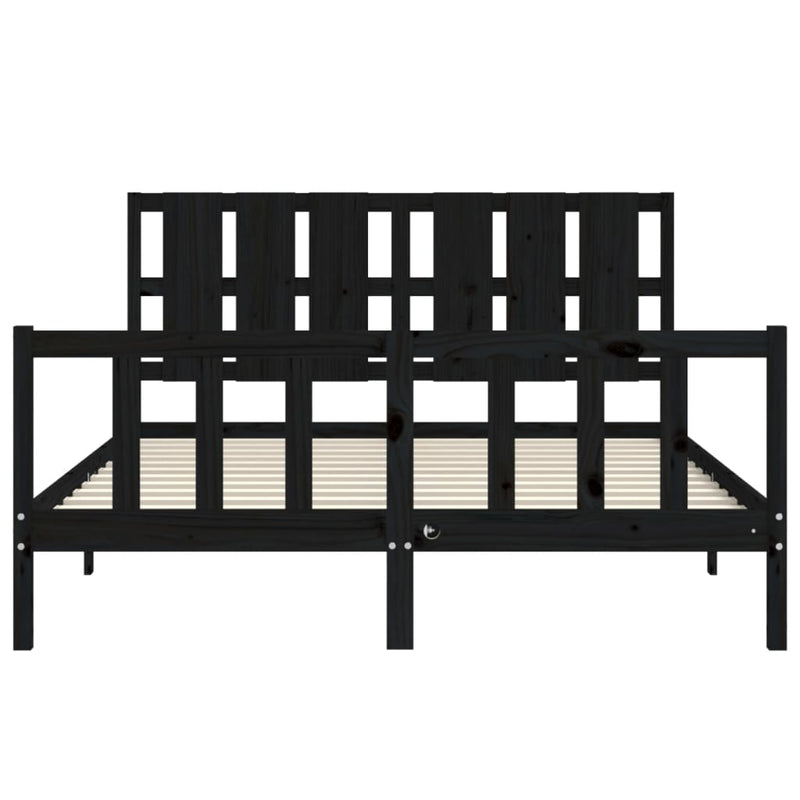 Bed Frame without Mattress Black 150x200 cm Solid Wood Pine