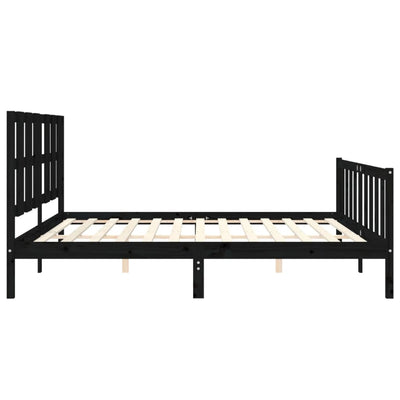 Bed Frame with Headboard Black 183x203 cm King Solid Wood