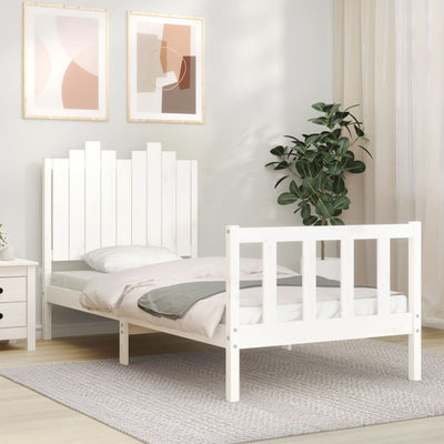 Bed Frame without Mattress White 90x190 cm Solid Wood Pine