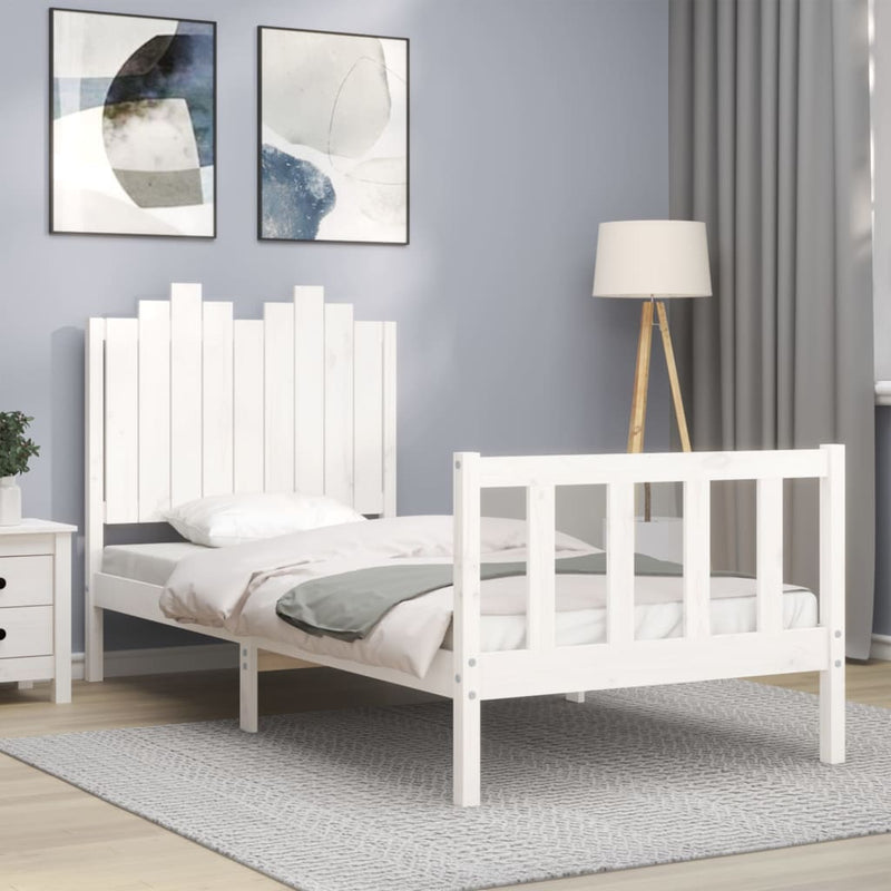 Bed Frame without Mattress White 90x190 cm Solid Wood Pine