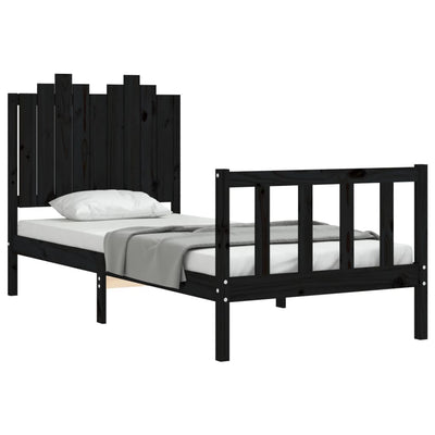 Bed Frame without Mattress Black 90x190 cm Solid Wood Pine