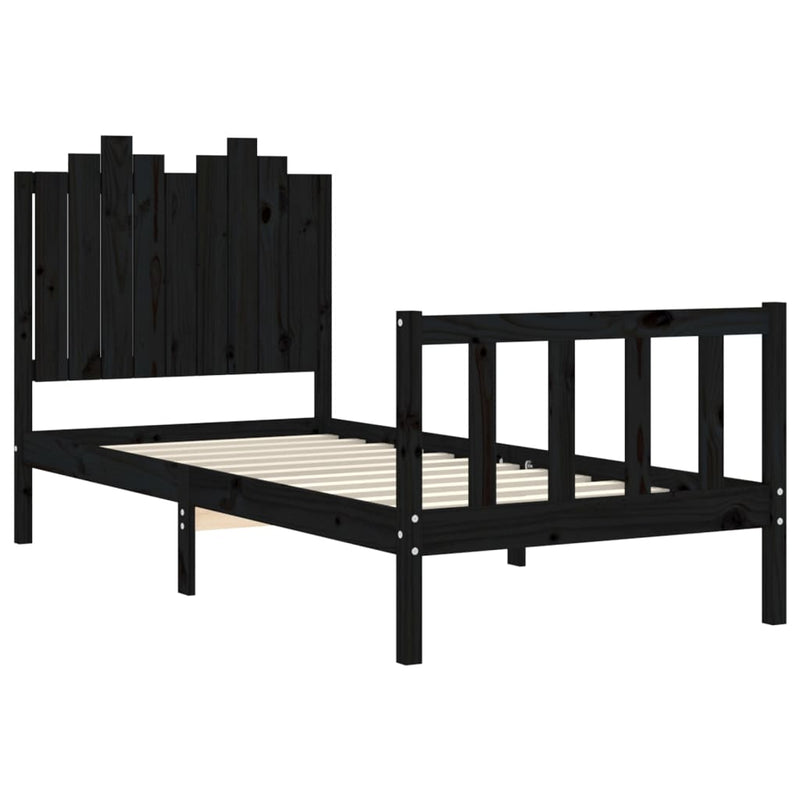 Bed Frame without Mattress Black 90x190 cm Solid Wood Pine