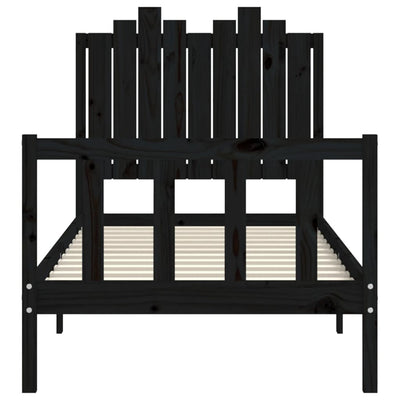 Bed Frame without Mattress Black 90x190 cm Solid Wood Pine