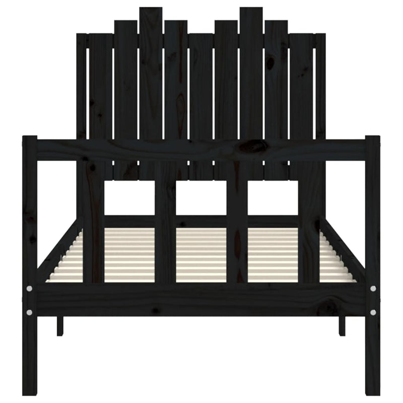 Bed Frame without Mattress Black 90x190 cm Solid Wood Pine