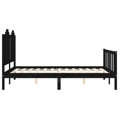 Bed Frame with Headboard Black 137x187 cm Double Solid Wood