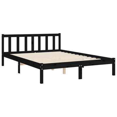 Bed Frame with Headboard Black 137x187 cm Double Solid Wood