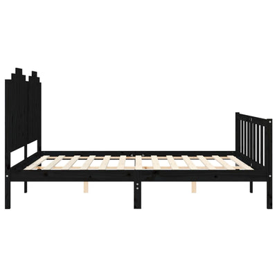 Bed Frame with Headboard Black 183x203 cm King Solid Wood