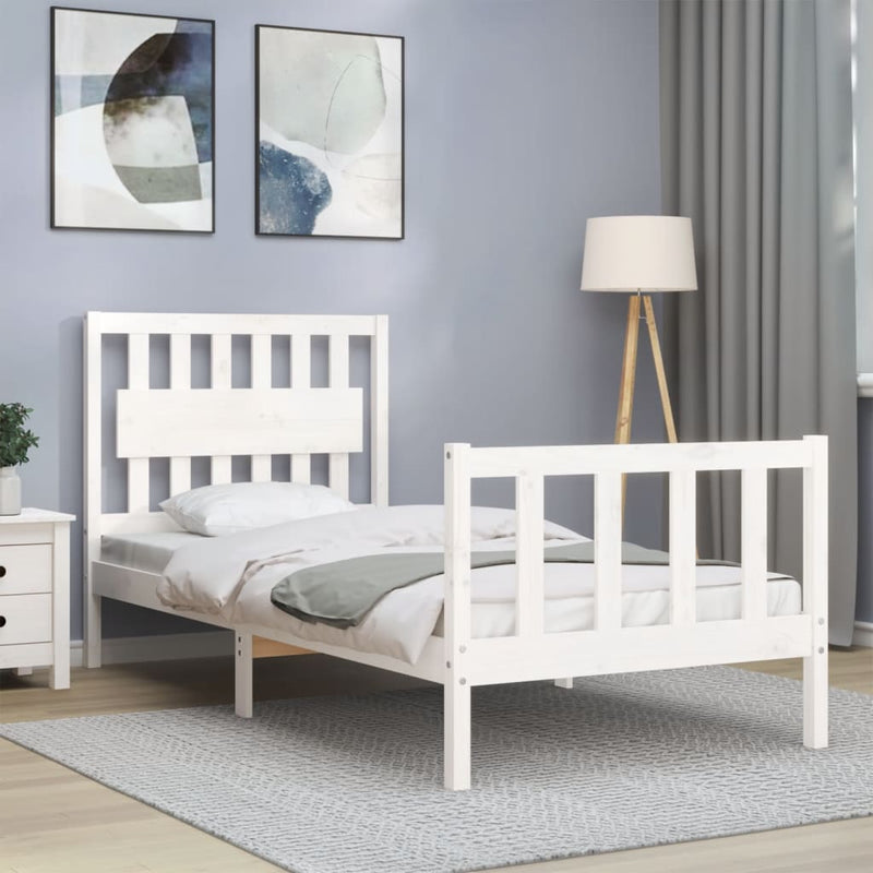 Bed Frame without Mattress White 90x190 cm Solid Wood Pine