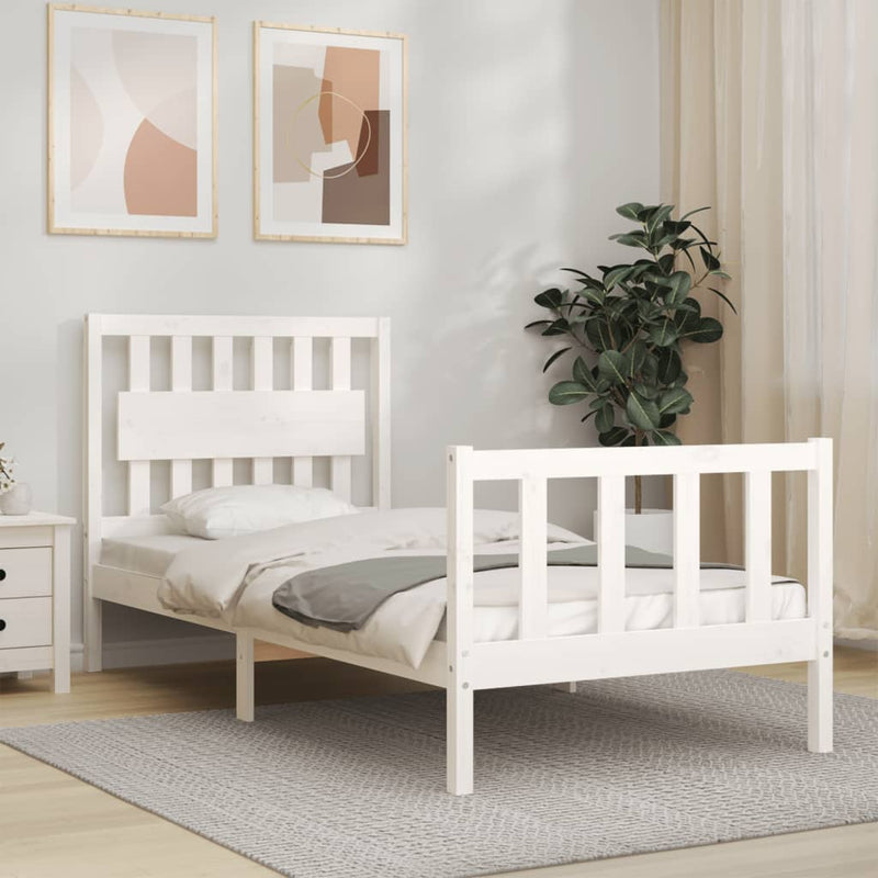 Bed Frame without Mattress White 90x190 cm Solid Wood Pine