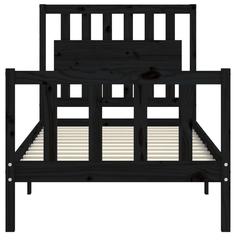 Bed Frame without Mattress Black 90x190 cm Solid Wood Pine