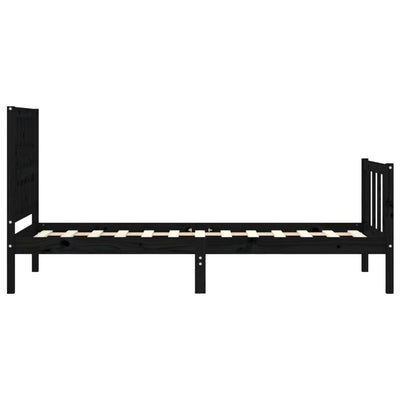 Bed Frame without Mattress Black 90x190 cm Solid Wood Pine