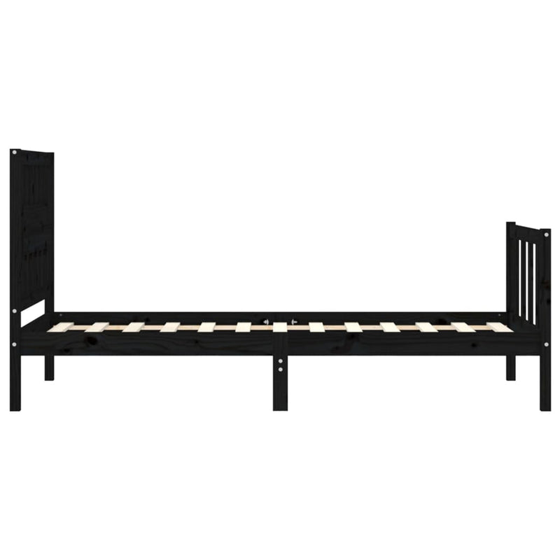 Bed Frame without Mattress Black 90x190 cm Solid Wood Pine