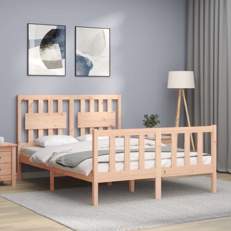 Bed Frame without Mattress 135x190 cm Solid Wood Pine