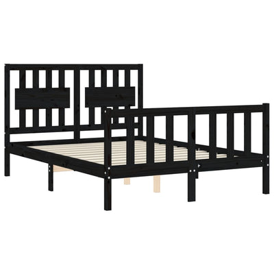 Bed Frame without Mattress Black 135x190 cm Solid Wood Pine