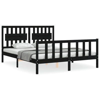 Bed Frame without Mattress Black 150x200 cm Solid Wood Pine