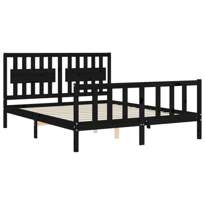 Bed Frame without Mattress Black 150x200 cm Solid Wood Pine