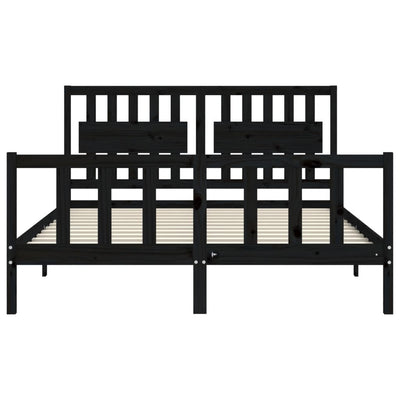 Bed Frame without Mattress Black 150x200 cm Solid Wood Pine