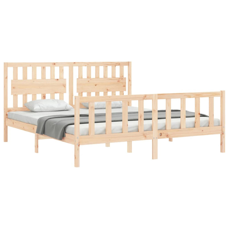 Bed Frame without Mattress 183x203 cm King Solid Wood Pine