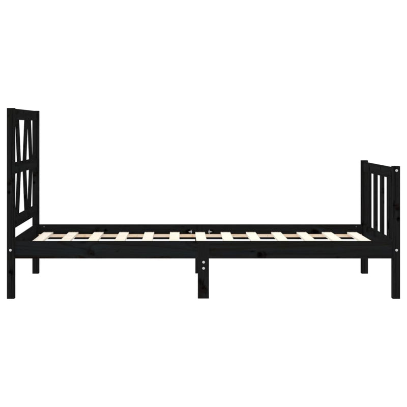 Bed Frame without Mattress Black 90x190 cm Solid Wood Pine