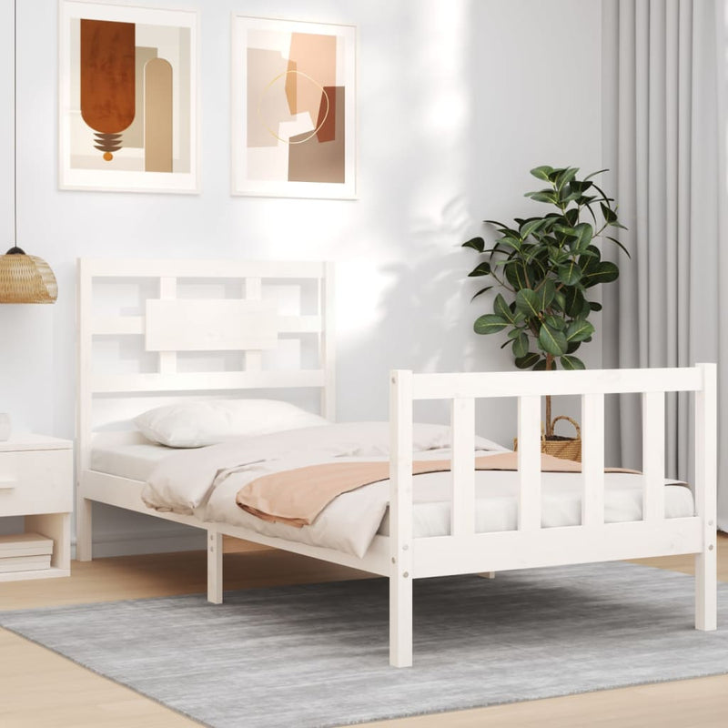 Bed Frame without Mattress White 90x190 cm Solid Wood Pine