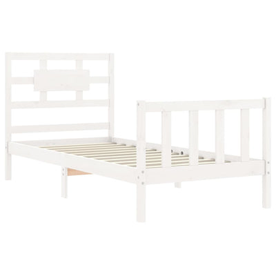 Bed Frame without Mattress White 90x190 cm Solid Wood Pine