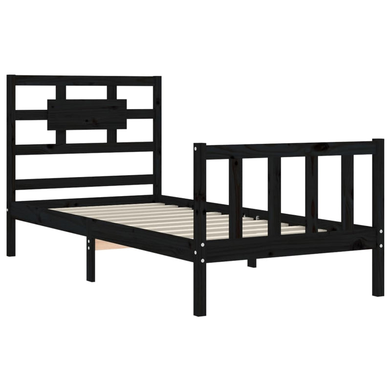 Bed Frame without Mattress Black 90x190 cm Solid Wood Pine